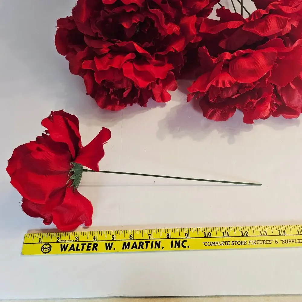 Artificial Red Peony Flower 20 Stems 6 Inch Large Faux Silk Wedding Floral Decor